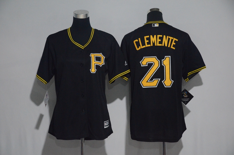 Womens 2017 MLB Pittsburgh Pirates #21 Clemente Black Jerseys->women mlb jersey->Women Jersey